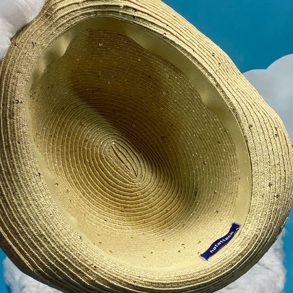 Hat Attack Tan Sequin Straw Panama Hat